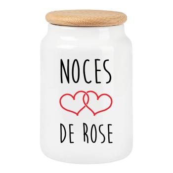 Noces de Rose 17 ans de mariage - Boîte à biscuits avec couvercle en bois - blanc - Devant