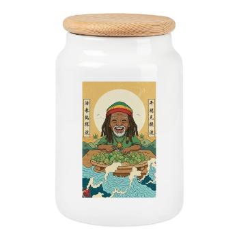 Kawaii Weed Smoker - Keksdose mit Holzdeckel - Weiß - Vorne