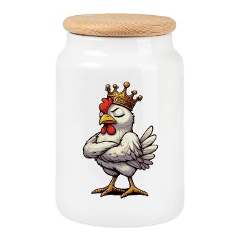 Chickens Chicken Chicken Lover Rooster Chicken Owner - Cookie Jar with Wooden Lid - white - Front