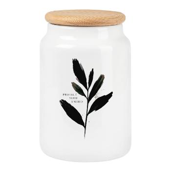 Protect Your Energy - Mindfulness - Cookie Jar with Wooden Lid - white - Front