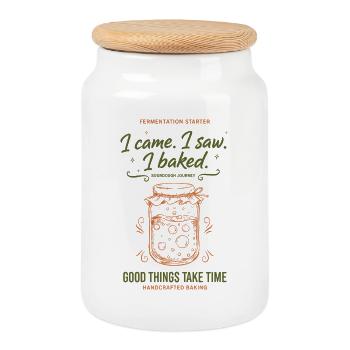 Sourdough I Came I Saw I Baked Bread Baking - Cookie Jar with Wooden Lid - white - Front