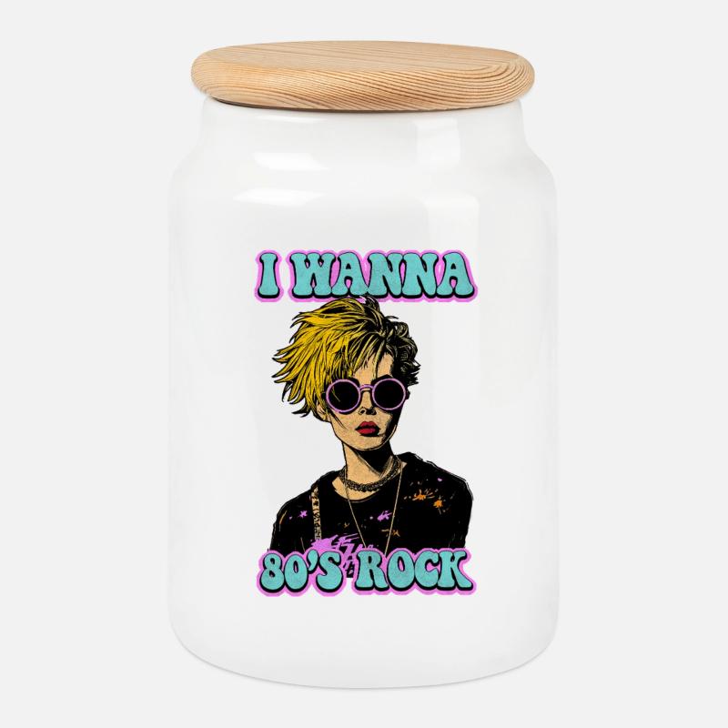Ich will 80er Rock - Keksdose mit Holzdeckel - Weiß