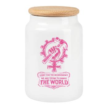 Féminisme Féministe Féministe - Boîte à biscuits avec couvercle en bois - blanc - Devant