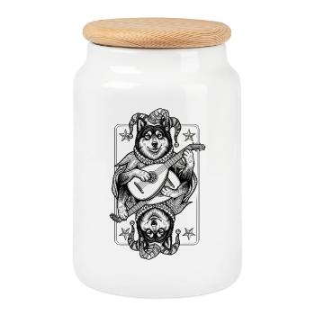 Eurasier | Jester | Karten - Keksdose mit Holzdeckel - Weiß - Vorne