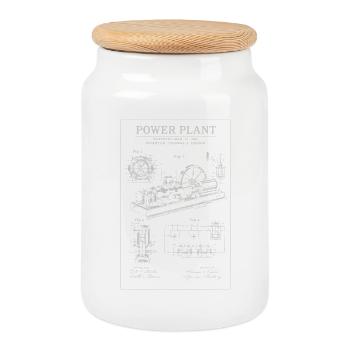 Centrale électrique Industrial Blueprint - Boîte à biscuits avec couvercle en bois - blanc - Devant