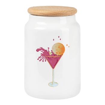 Cocktail disco – Martini rose avec Squirting Di - Boîte à biscuits avec couvercle en bois - blanc - Devant