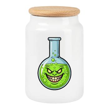 Bouteille d’alchimie verte avec un sourire sombre - Boîte à biscuits avec couvercle en bois - blanc - Devant