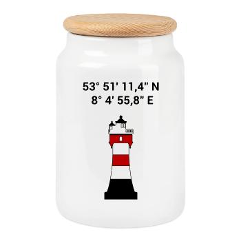 Leuchtturm Roter Sand - Segeln - Skipper - Maritim - Keksdose mit Holzdeckel - Weiß - Vorne