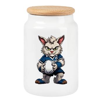 Rugby Cat - Keksdose mit Holzdeckel - Weiß - Vorne