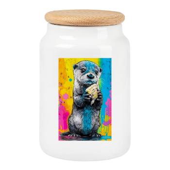 Otter - Keksdose mit Holzdeckel - Weiß - Vorne