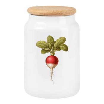 Radieschen Vintage Botanische Zeichnung  - Keksdose mit Holzdeckel - Weiß - Vorne
