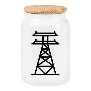power pole - Cookie Jar with Wooden Lid - white - Front