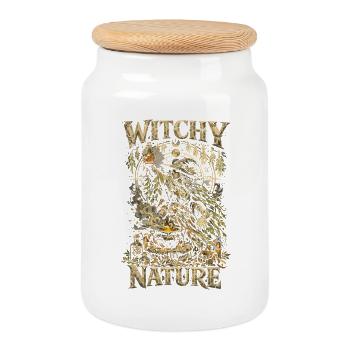 Herb Collector Pharmacist Witchy By Nature - Cookie Jar with Wooden Lid - white - Front
