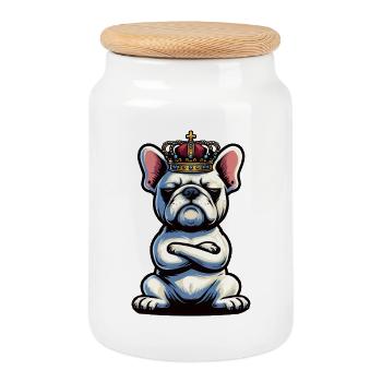 Bouledogue français Frenchie Propriétaire de Frenchie - Boîte à biscuits avec couvercle en bois - blanc - Devant