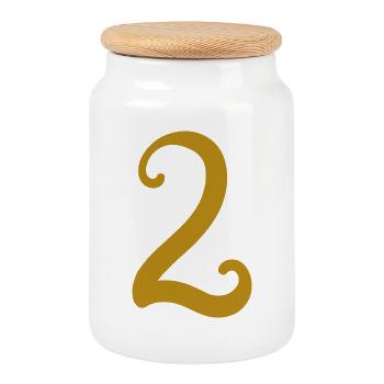 2 - Cookie Jar with Wooden Lid - white - Front