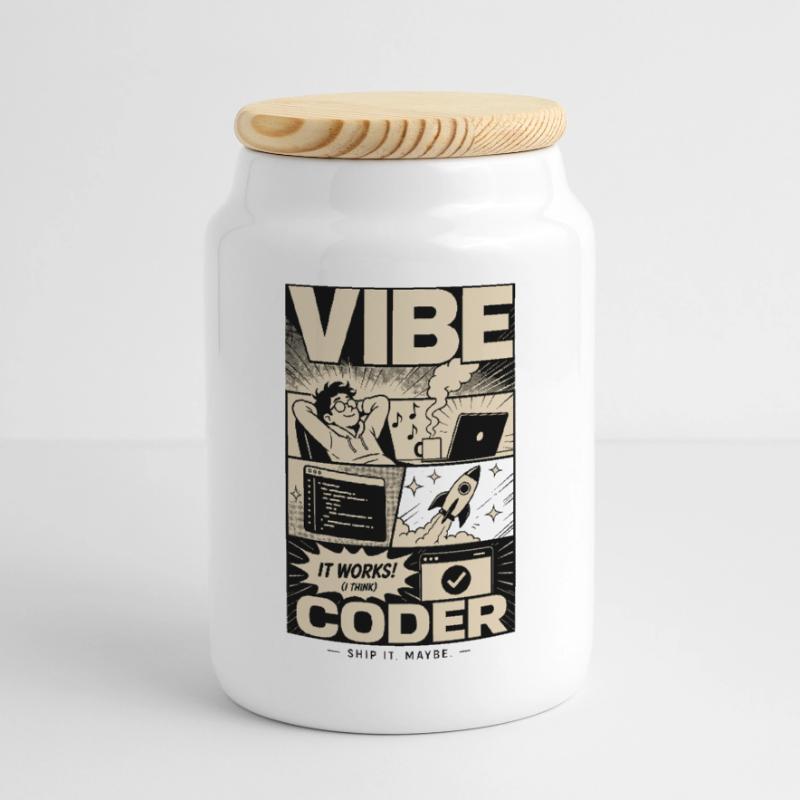 Vibe Coder Programmer Humor Keksdose mit Holzdeckel
