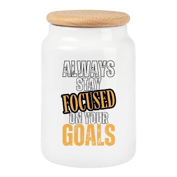 Always focused on your goals - Cookie Jar with Wooden Lid - white - Front