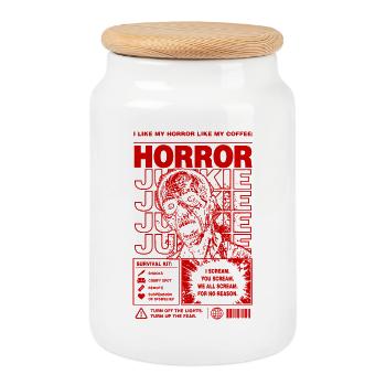 Horror Junkie Zombie Retro Design - Keksdose mit Holzdeckel - Weiß - Vorne