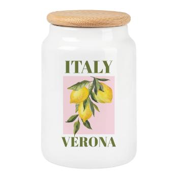 Italien Verona Urlaub Strand Zitronen Mode - Keksdose mit Holzdeckel - Weiß - Vorne
