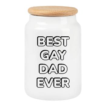 Meilleur T-shirt de Papa Gay de Tous les Temps - Boîte à biscuits avec couvercle en bois - blanc - Devant