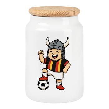 Soccer Player Funny - Cookie Jar with Wooden Lid - white - Front