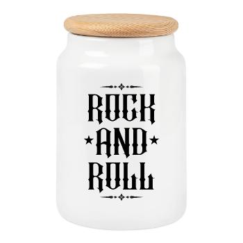 Rock'n'Roll-Gotik-Typografie-Design - Keksdose mit Holzdeckel - Weiß - Vorne