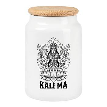 Déesse hindoue Kali Maa - Boîte à biscuits avec couvercle en bois - blanc - Devant