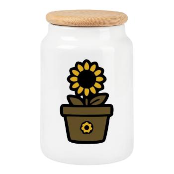 Plante en pot de tournesol Maman Jardin Fleuriste - Boîte à biscuits avec couvercle en bois - blanc - Devant
