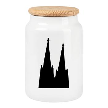 Der Kölner Dom zu Köln - Keksdose mit Holzdeckel - Weiß - Vorne