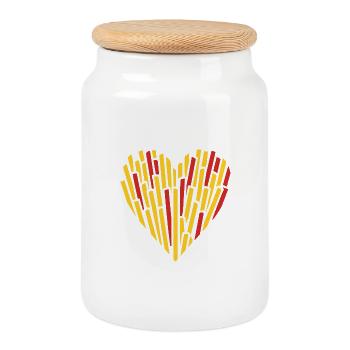 Heart Fries - Cookie Jar with Wooden Lid - white - Front