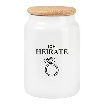 Ich Heirate - Keksdose mit Holzdeckel - Weiß - Vorne