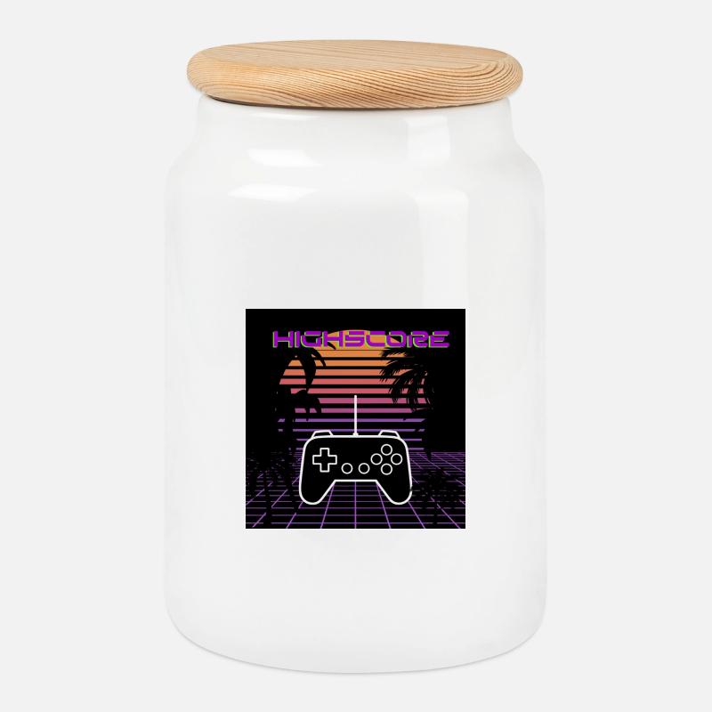 High Score - Cookie Jar with Wooden Lid - white