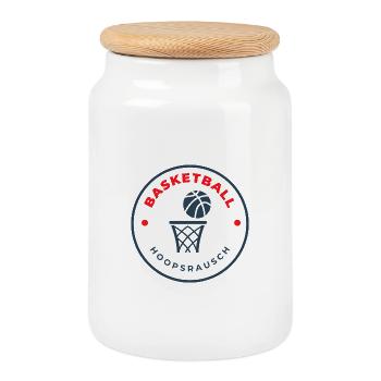 Hoopsrausch Logo Basketball - Cookie Jar with Wooden Lid - white - Front