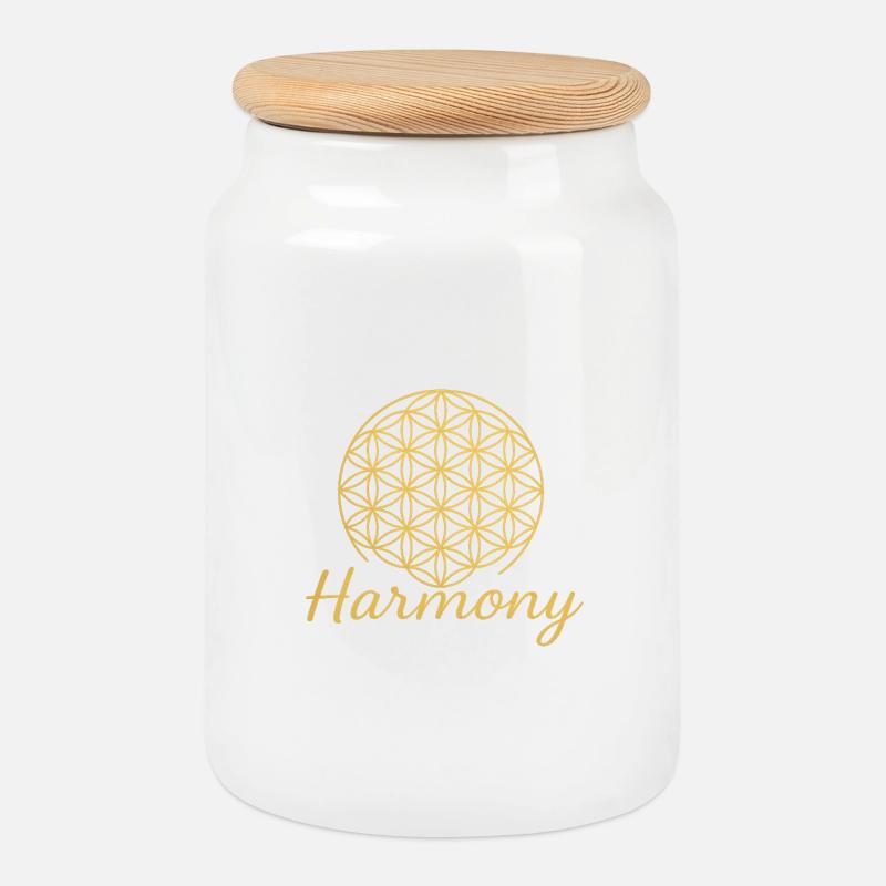 Blume des Lebens Harmony - Keksdose mit Holzdeckel - Weiß