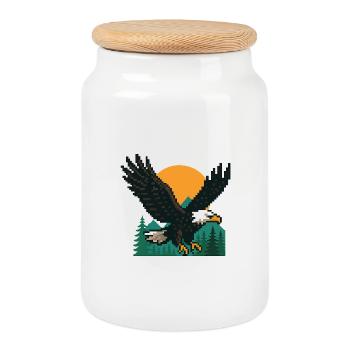 Eagle Pixel – Sonnenuntergang in den Bergen - Keksdose mit Holzdeckel - Weiß - Vorne