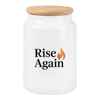 Re-ascent flame logo - Cookie Jar with Wooden Lid - white - Front