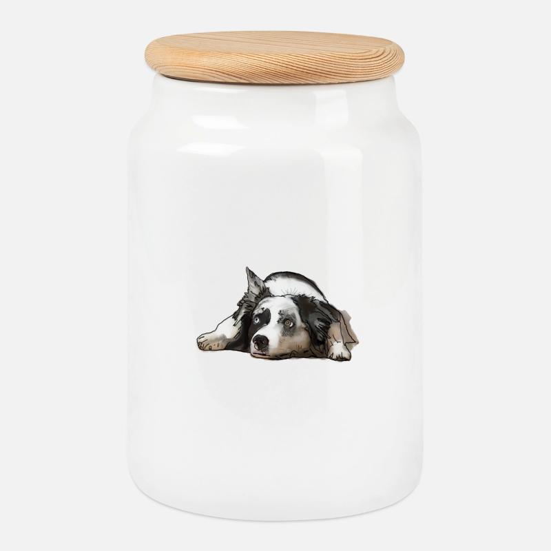 Australian Shepherd - Keksdose mit Holzdeckel - Weiß