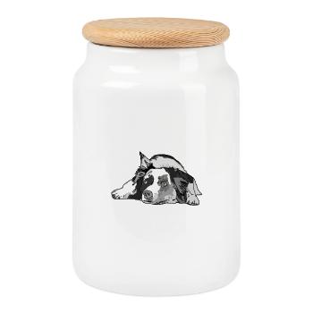 Australian Shepherd - Keksdose mit Holzdeckel - Weiß - Vorne