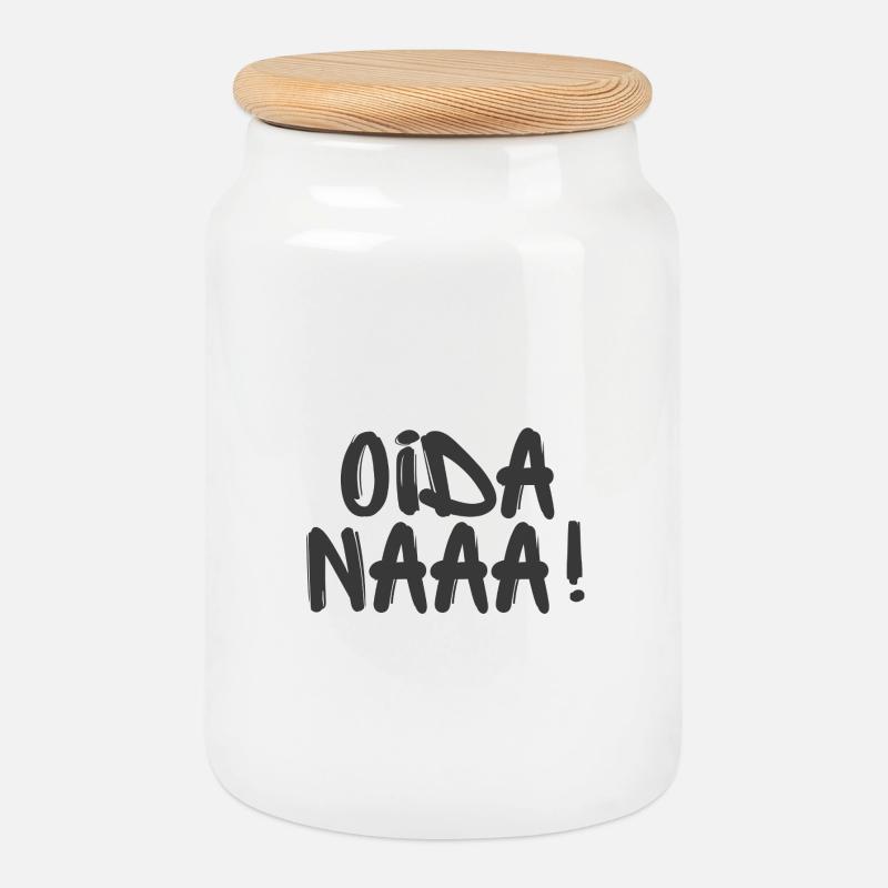 Oida Naaa! - Wiener Sprüche - Keksdose mit Holzdeckel - Weiß