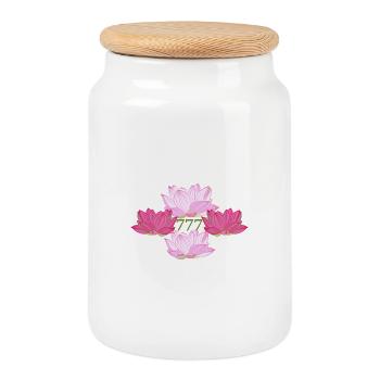 Spirituelle Lotus 777 Engel-Nummer - Keksdose mit Holzdeckel - Weiß - Vorne