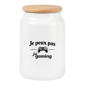 I can't I have gaming – Humor gamer video games - Cookie Jar with Wooden Lid - white - Front