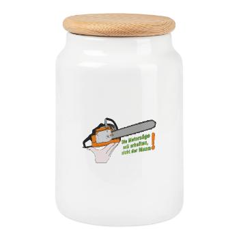 Humour à la tronçonneuse sans fond - Boîte à biscuits avec couvercle en bois - blanc - Devant