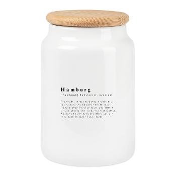 Hamburg Definition - Cookie Jar with Wooden Lid - white - Front