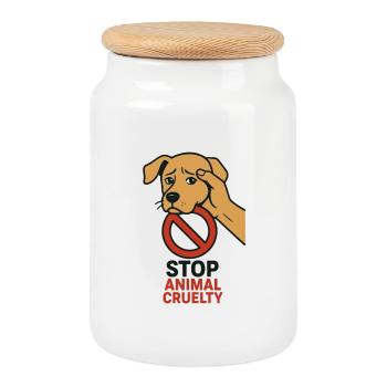 Stop Animal Cruelty Dog Shield - Keksdose mit Holzdeckel - Weiß - Vorne