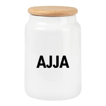 Ajja, T-shirt dialecte limbourgeois - Boîte à biscuits avec couvercle en bois - blanc - Devant