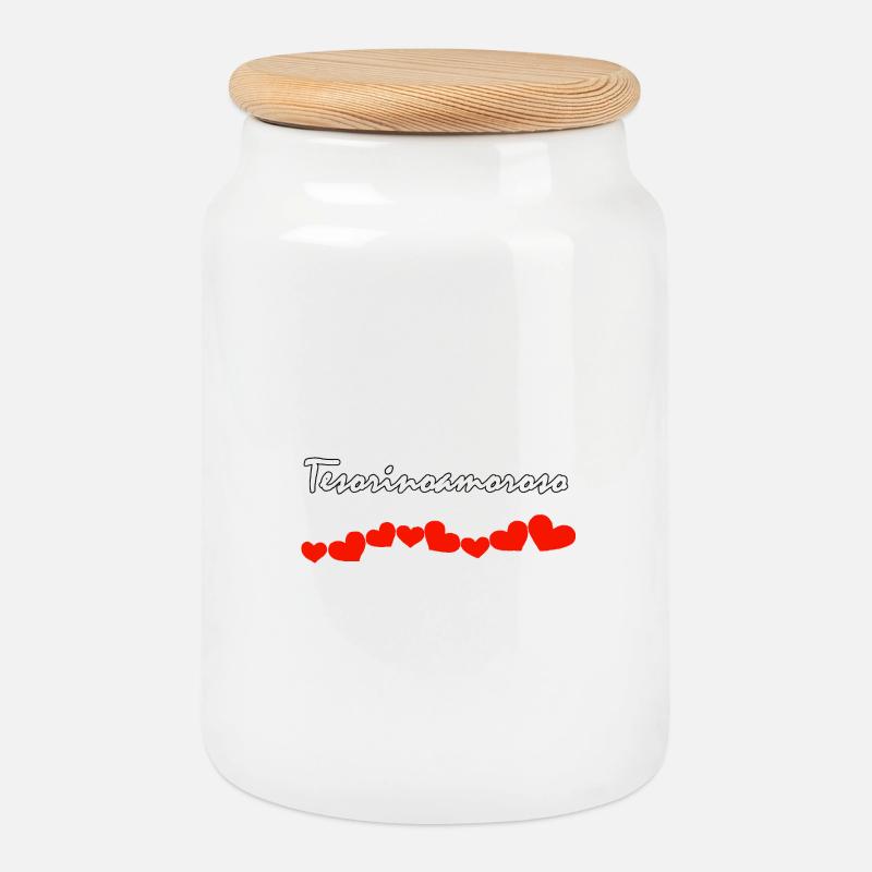 LOVE TEMPER - Cookie Jar with Wooden Lid - white