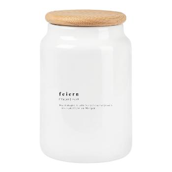 Humorvolle Definition von Feiern - Keksdose mit Holzdeckel - Weiß - Vorne