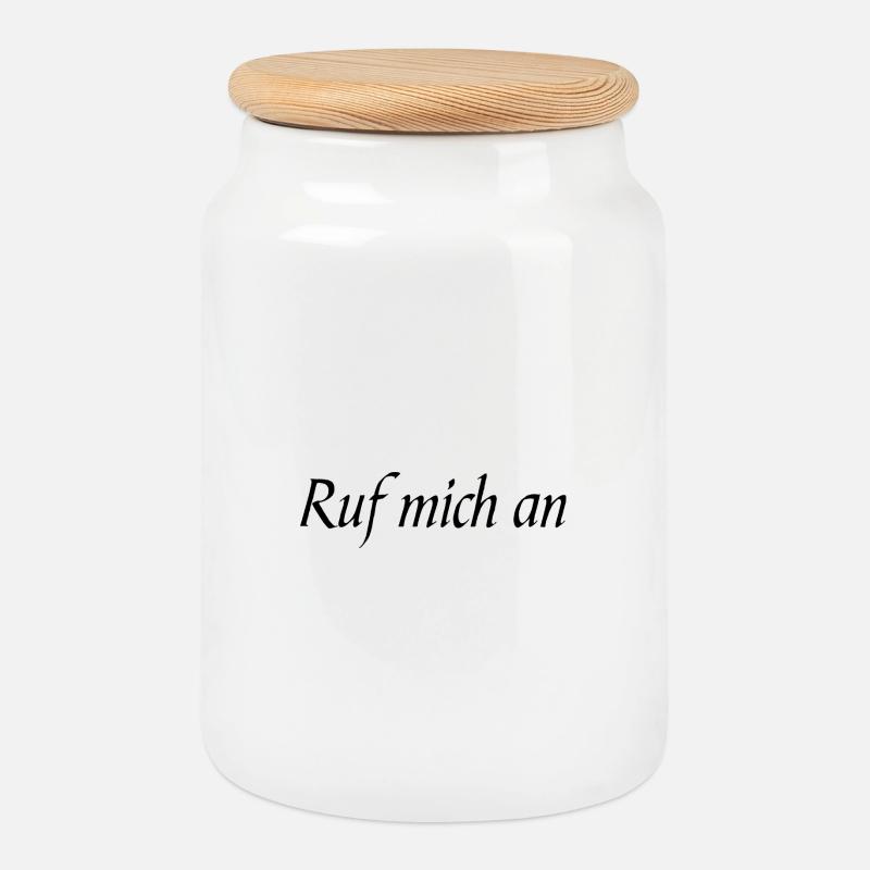 Call me - Cookie Jar with Wooden Lid - white