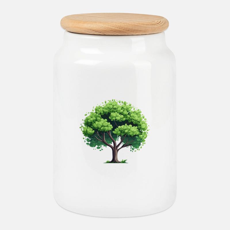 Natürlicher Baum - Keksdose mit Holzdeckel - Weiß
