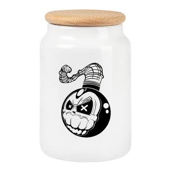 Bombe - Boîte à biscuits avec couvercle en bois - blanc - Devant